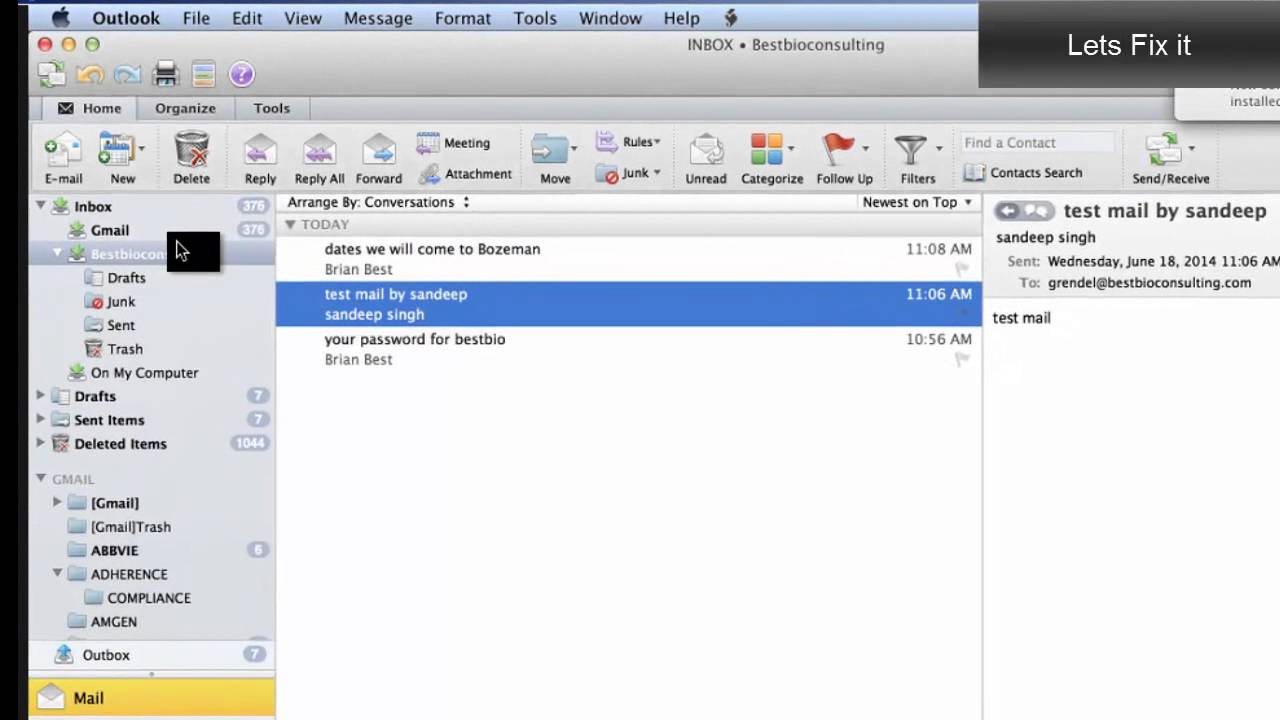 get my apple email account to send mail in outlook for mac